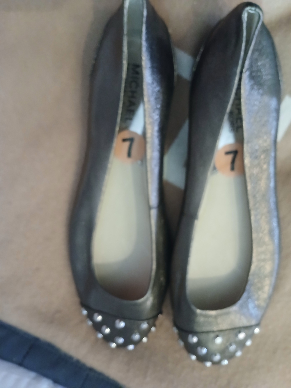 Michael Kors Gunmetal Studded Ballet Flats